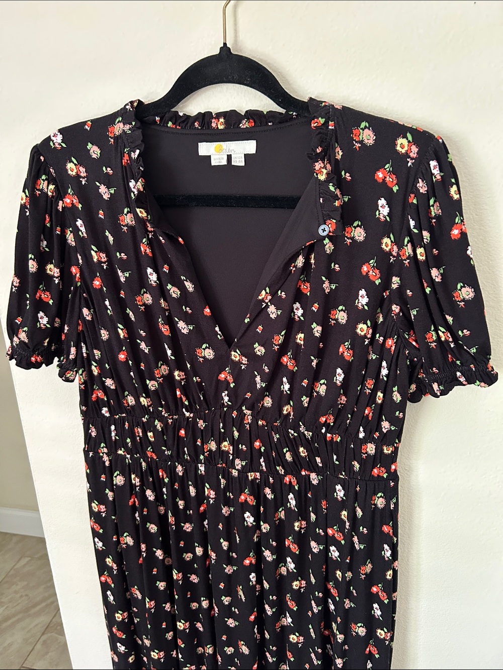 Boden Rosanna Jersey Midi maxi Tea black dainty spring floral Dress 8 - Picture 4 of 14